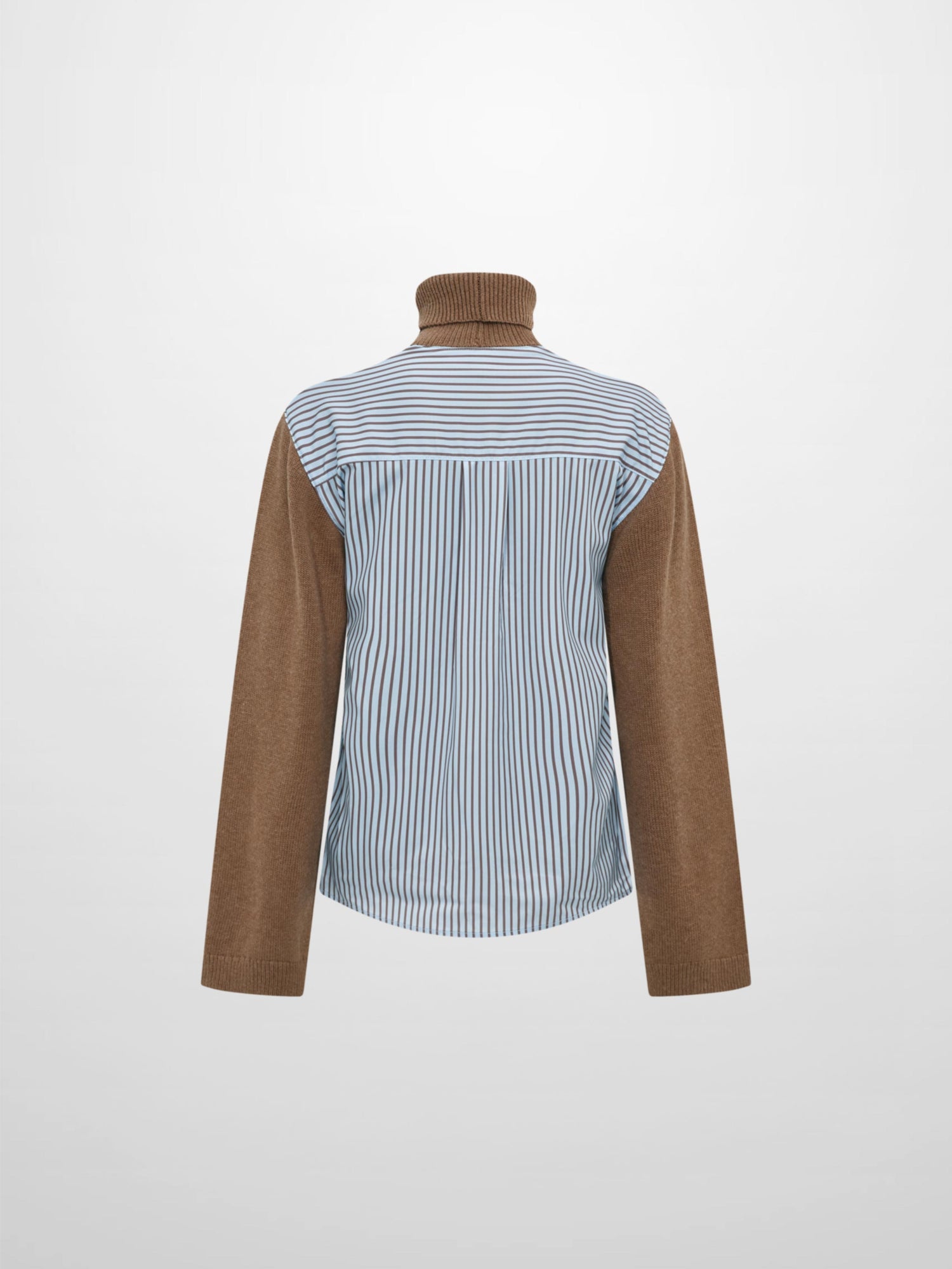 Shirt Back Sweater - Brown/Light Blue Stripe