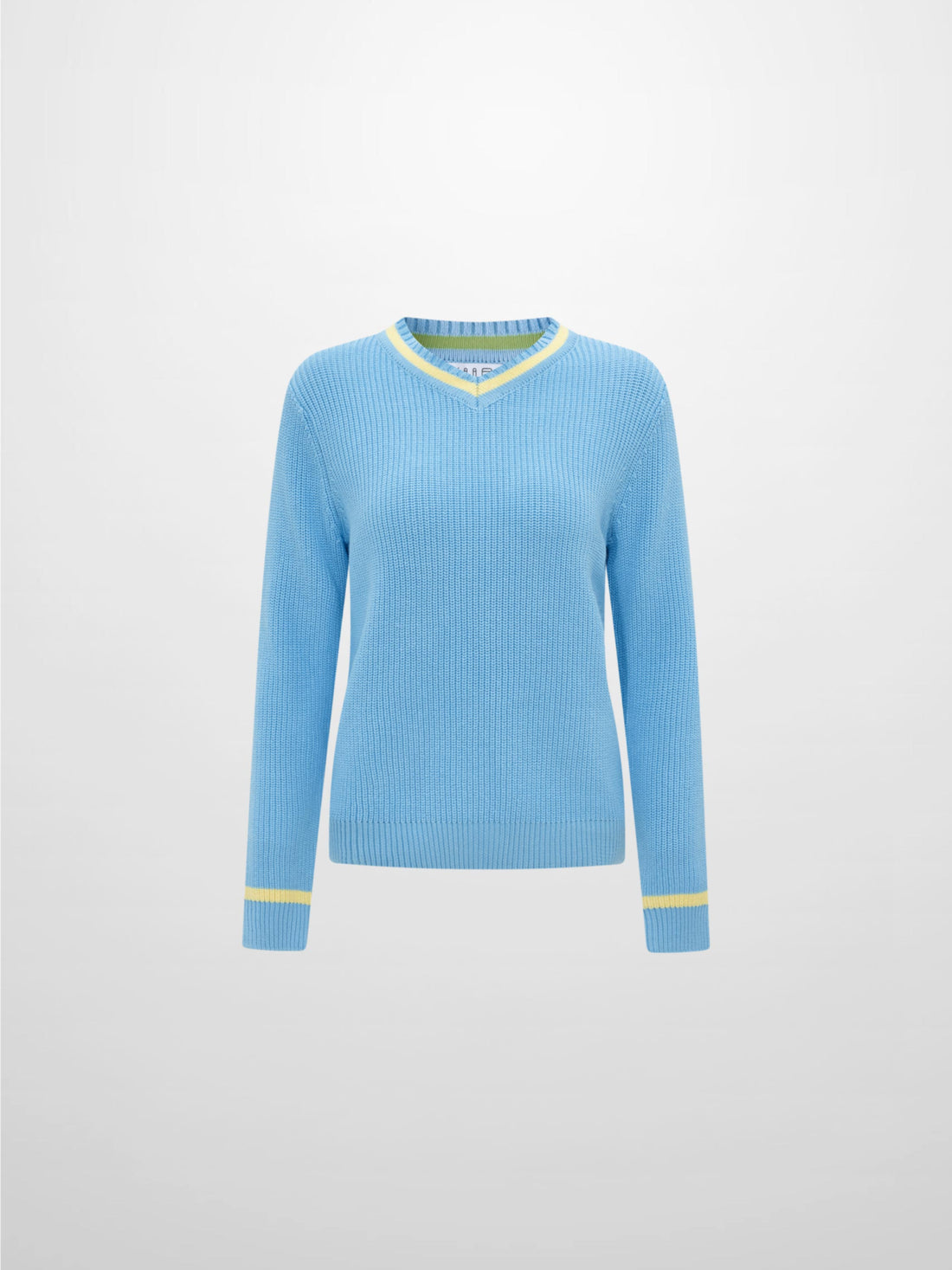 V Neck Varsity Sweater - Light Blue/Yellow