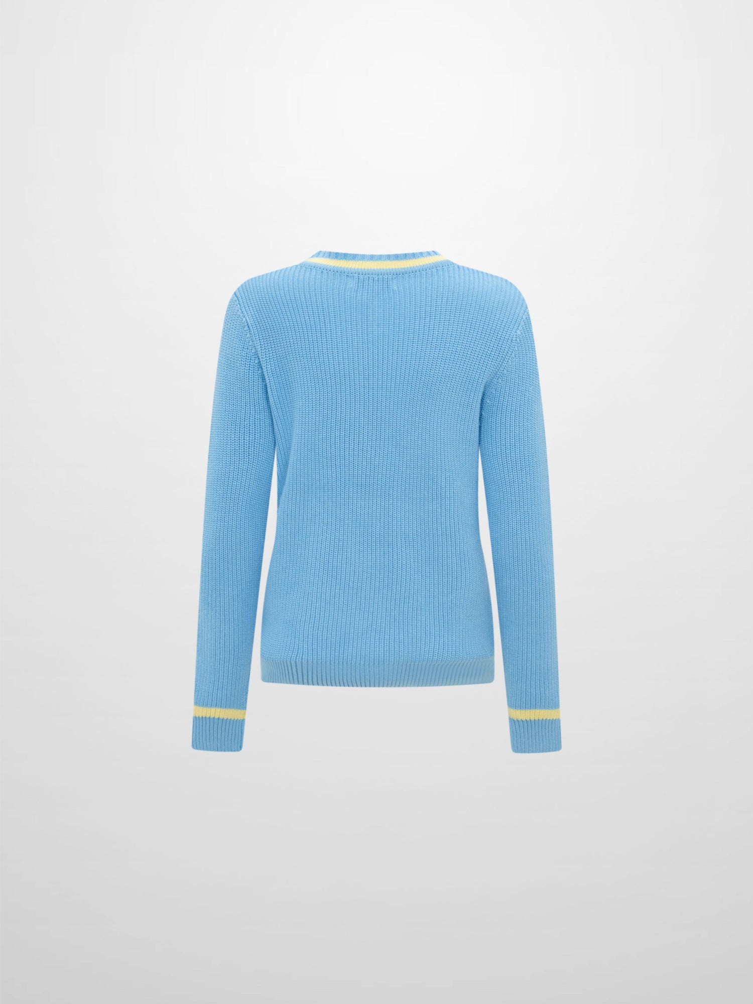 V Neck Varsity Sweater - Light Blue/Yellow