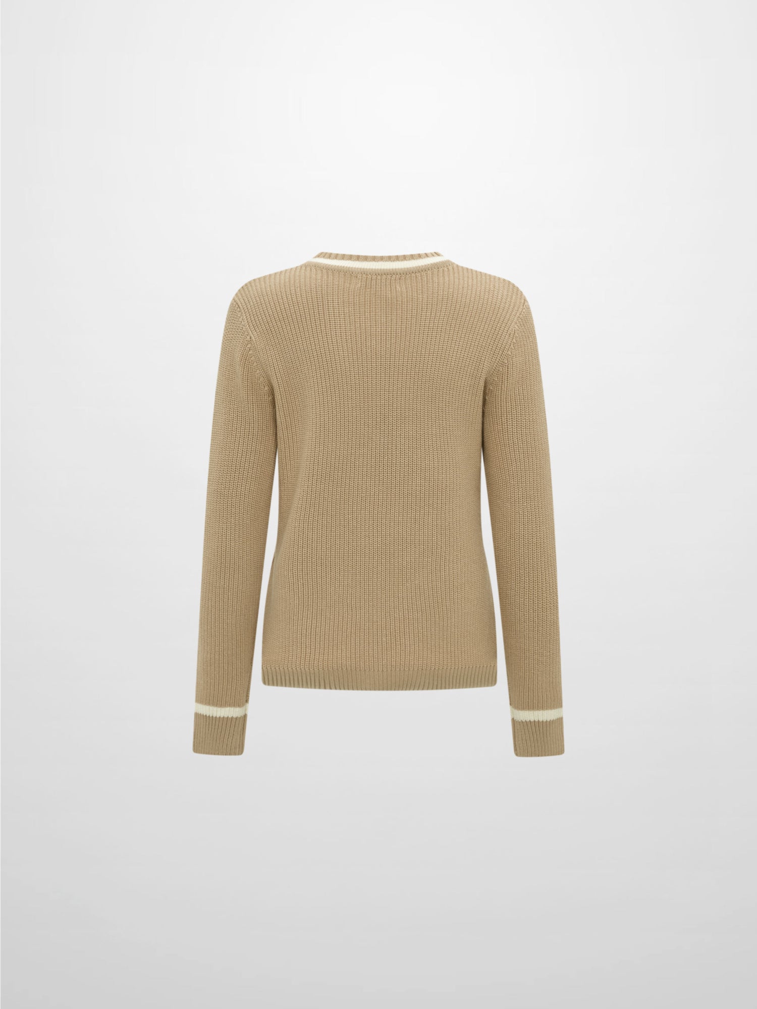 V Neck Varsity Sweater - Tan/Cream