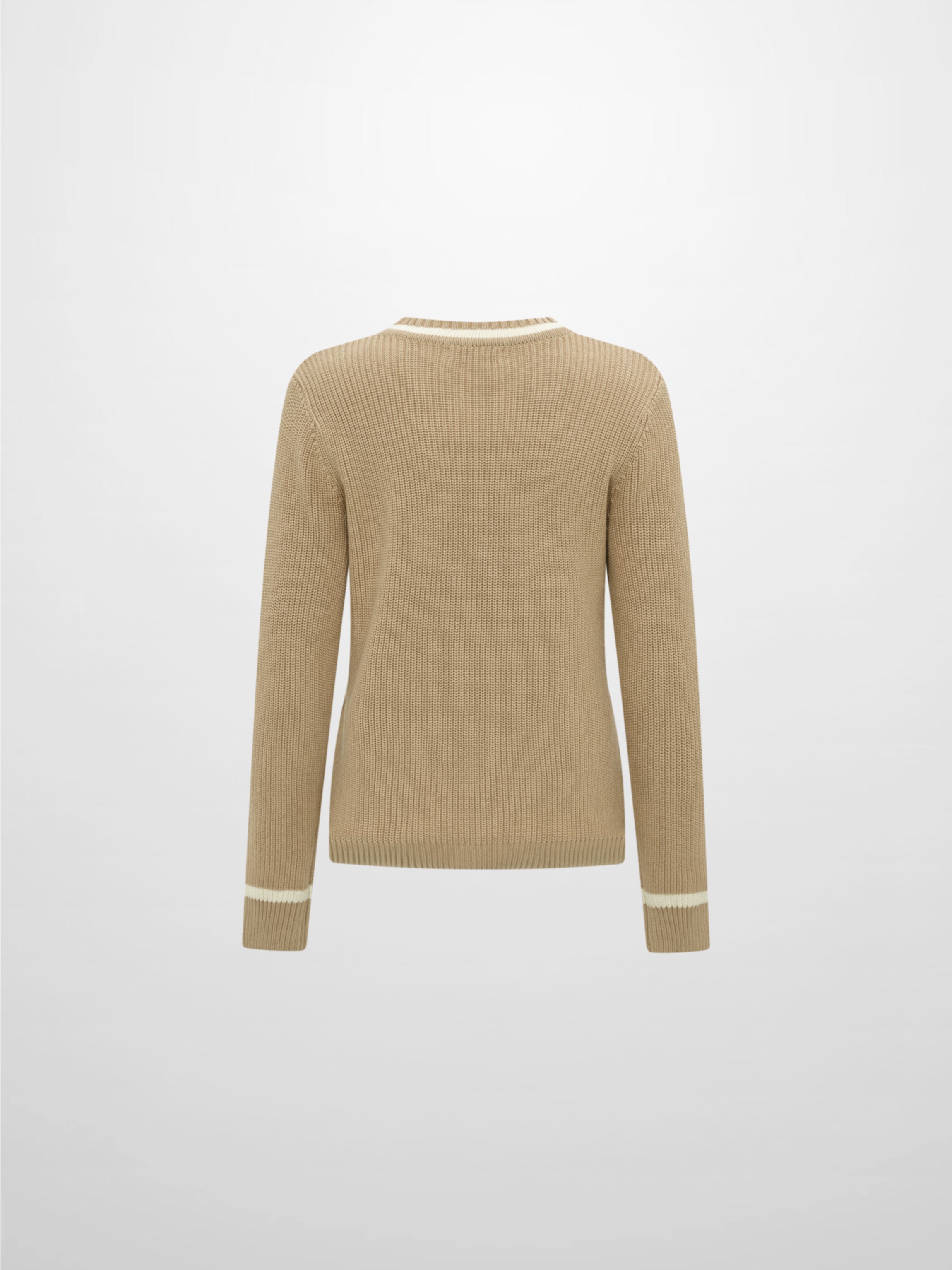 V Neck Varsity Sweater - Tan/Cream