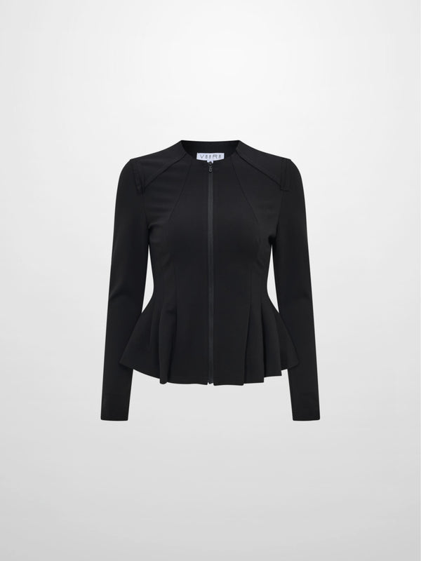 Stretch Peplum Jacket - Black