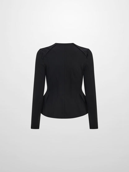 Stretch Peplum Jacket - Black