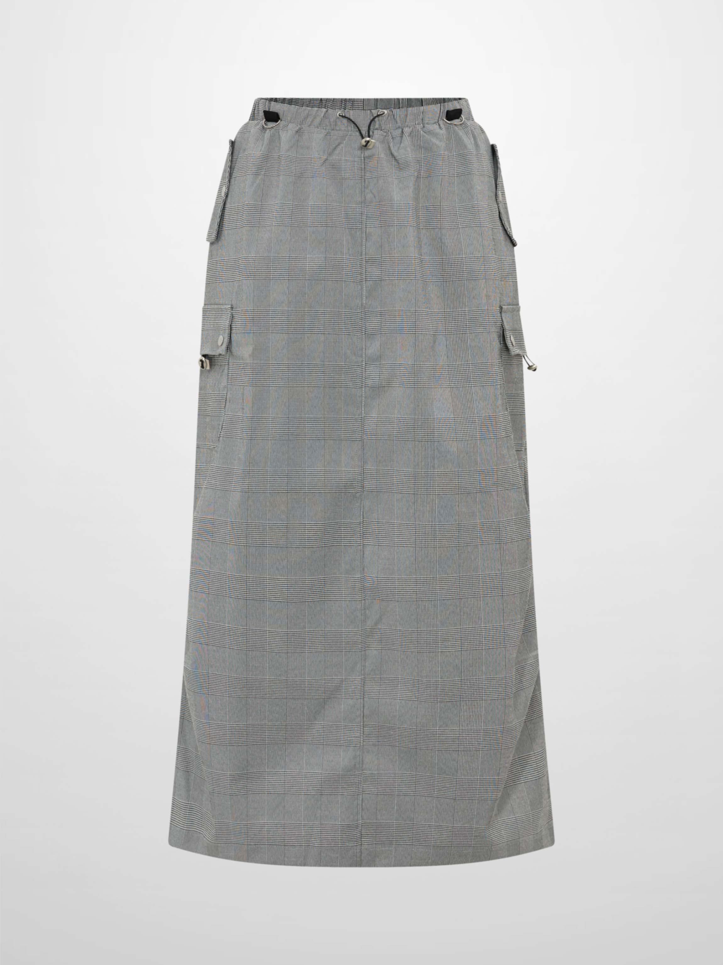 Maxi Cargo Skirt - Black/White Plaid