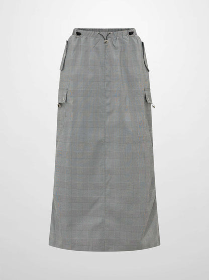 Maxi Cargo Skirt - Black/White Plaid