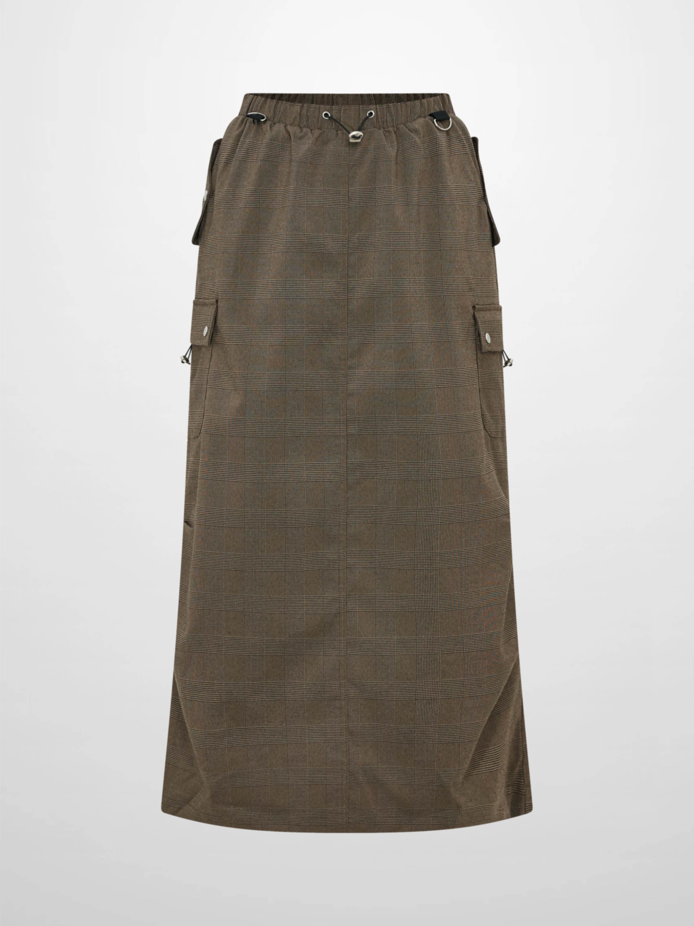 Maxi Cargo Skirt - Brown Plaid