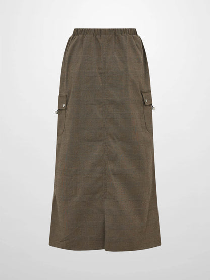 Maxi Cargo Skirt - Brown Plaid