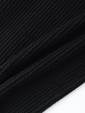 Ribbed Knit Cardigan-Black