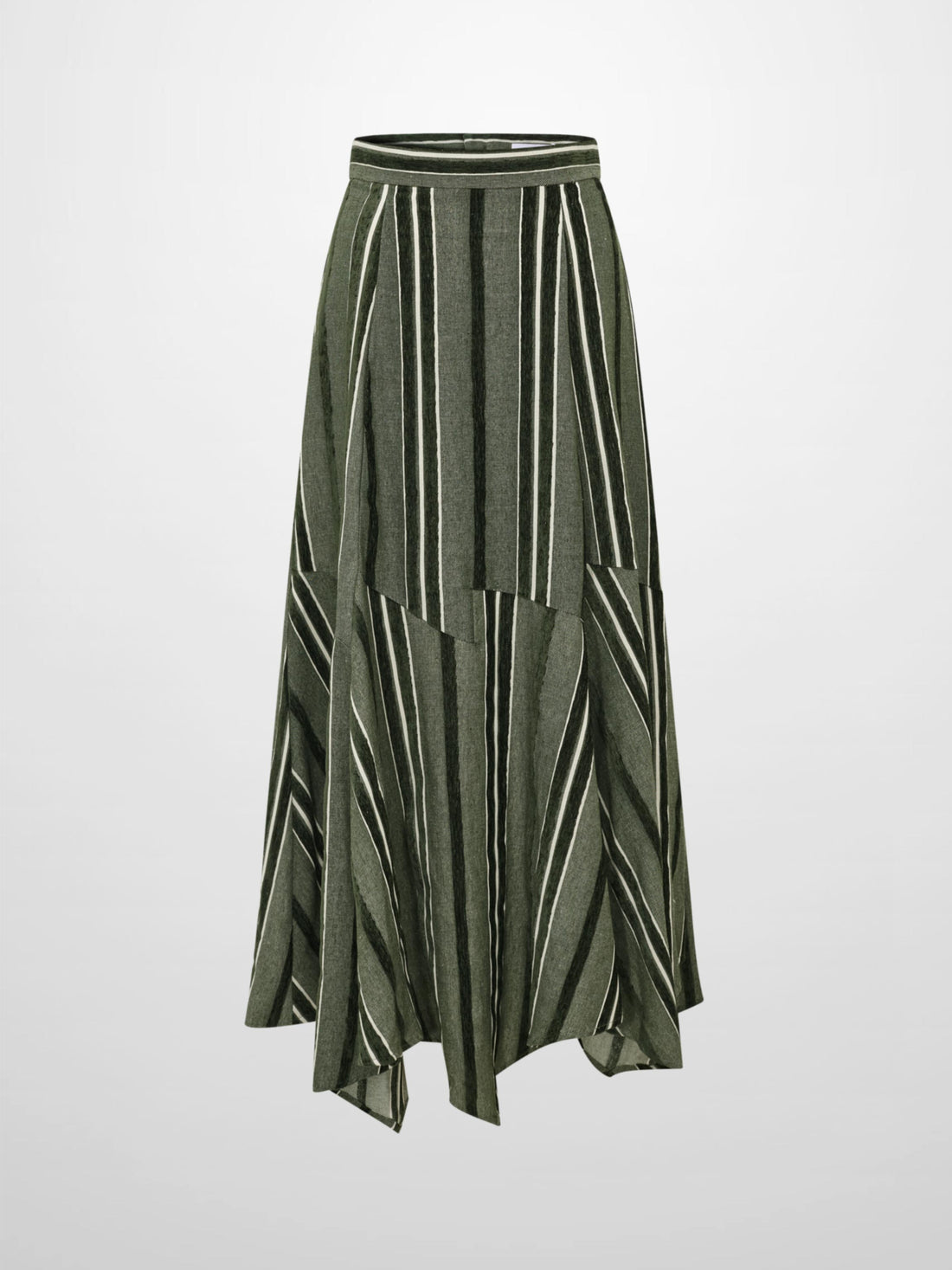 Mixed Stripe Trumpet Skirt - Green
