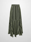 Mixed Stripe Trumpet Skirt - Green