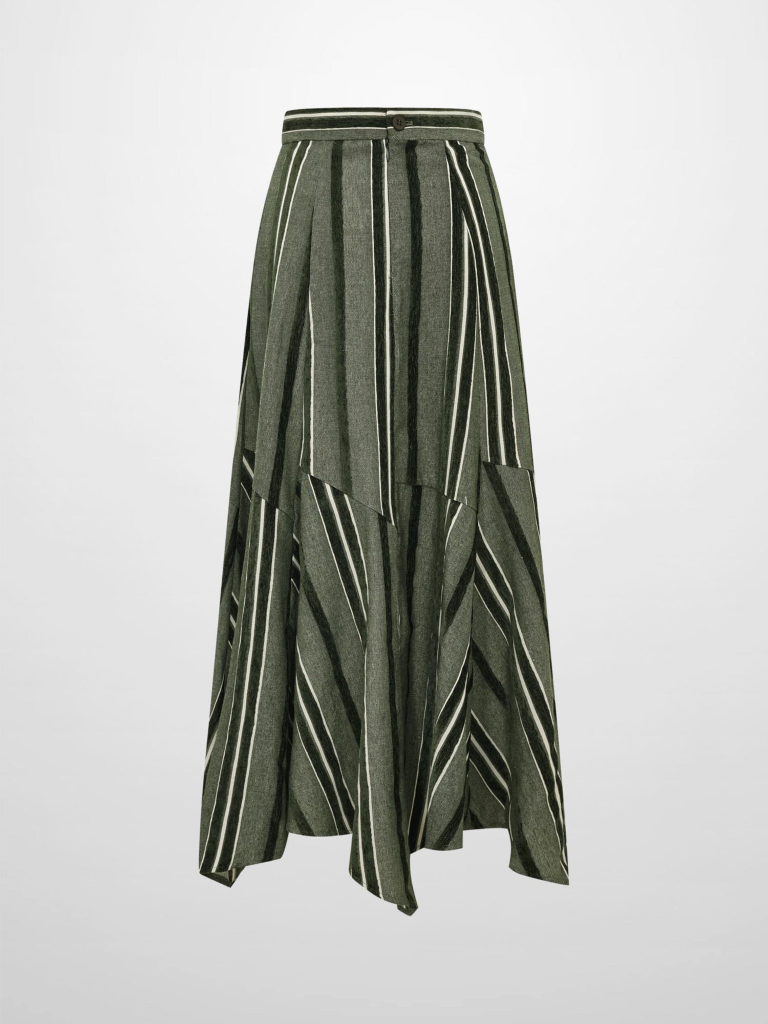 Mixed Stripe Trumpet Skirt - Green