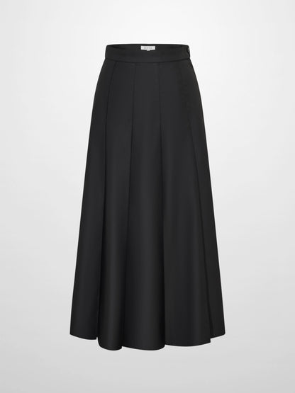 Lux Satin Pleated Skirt 35" - Black