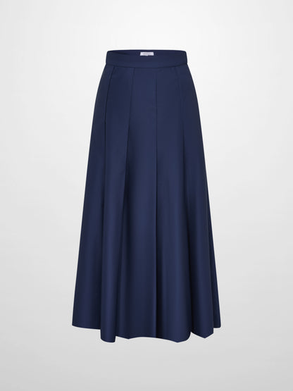 Lux Satin Pleated Skirt 35"- Navy