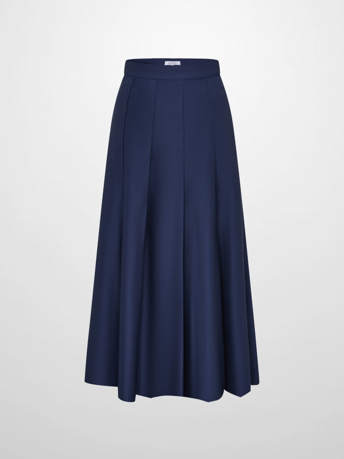 Lux Satin Pleated Skirt 35"- Navy