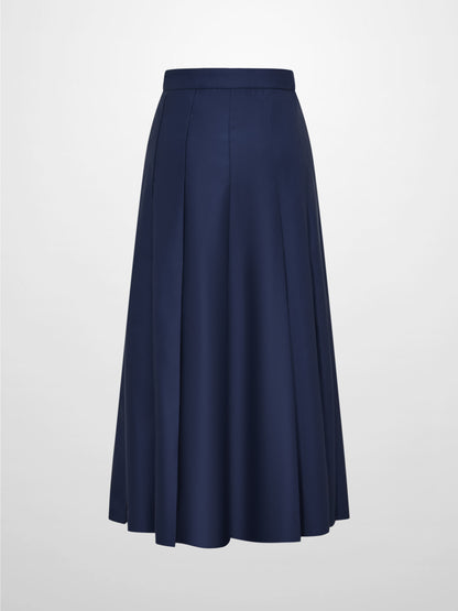Lux Satin Pleated Skirt 35"- Navy