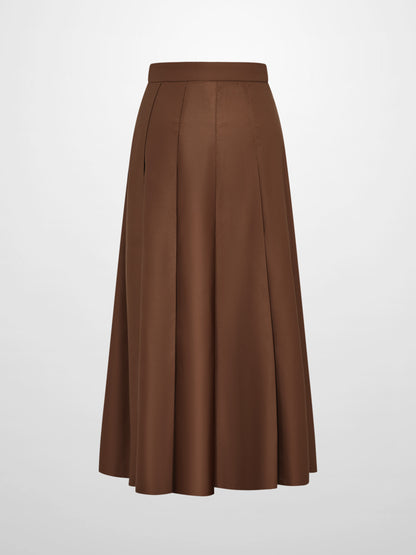 Lux Satin Pleated Skirt 35"- Brown