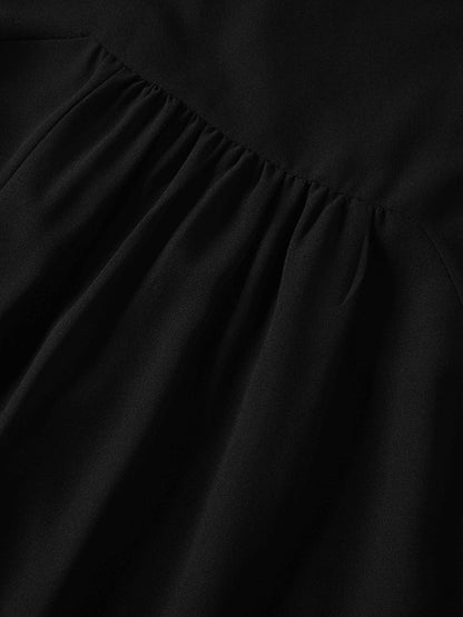 Asymmetrical Hem Dress-Black