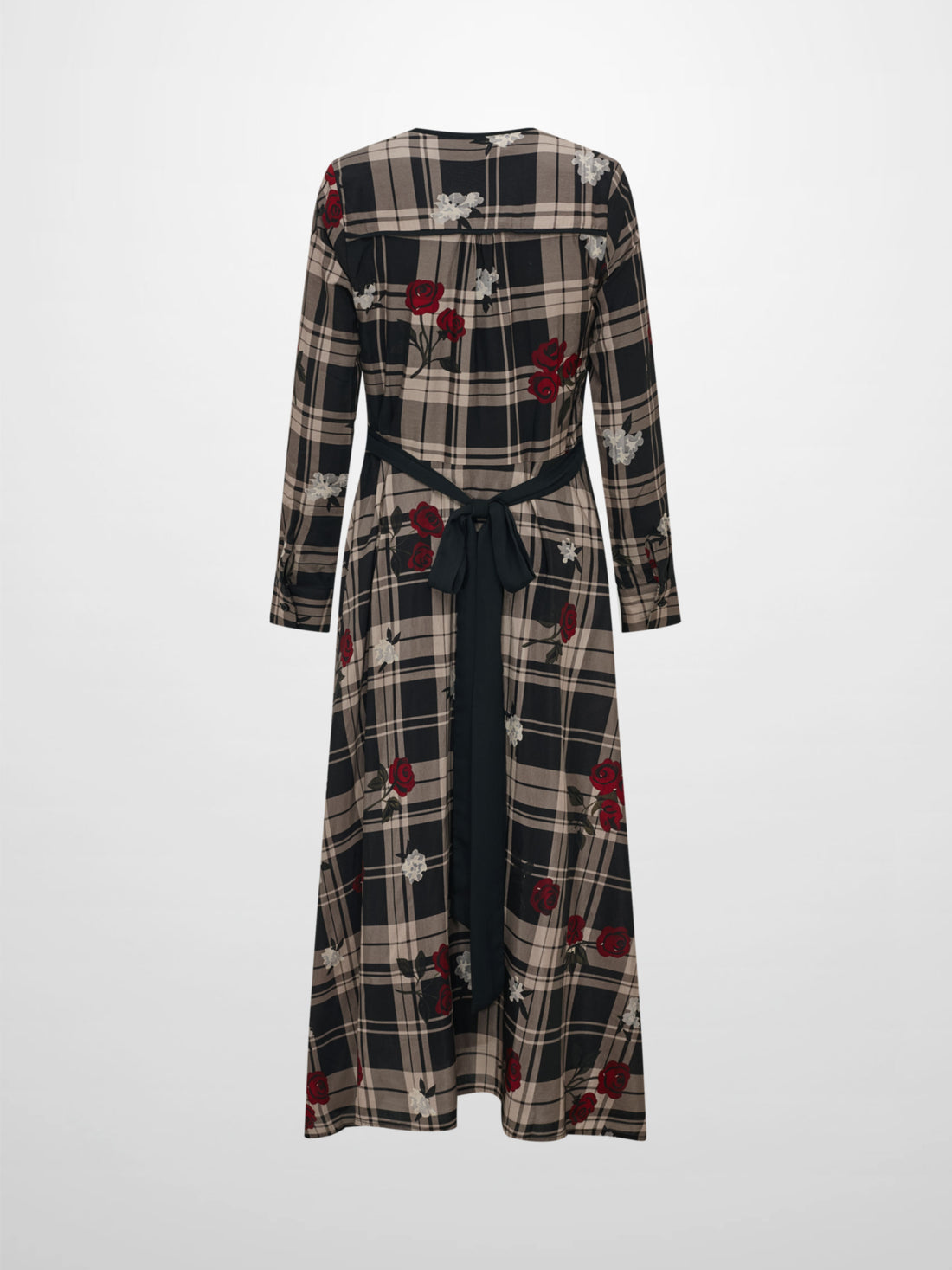 Handkerchief Hem Wrap Dress - Plaid/Floral