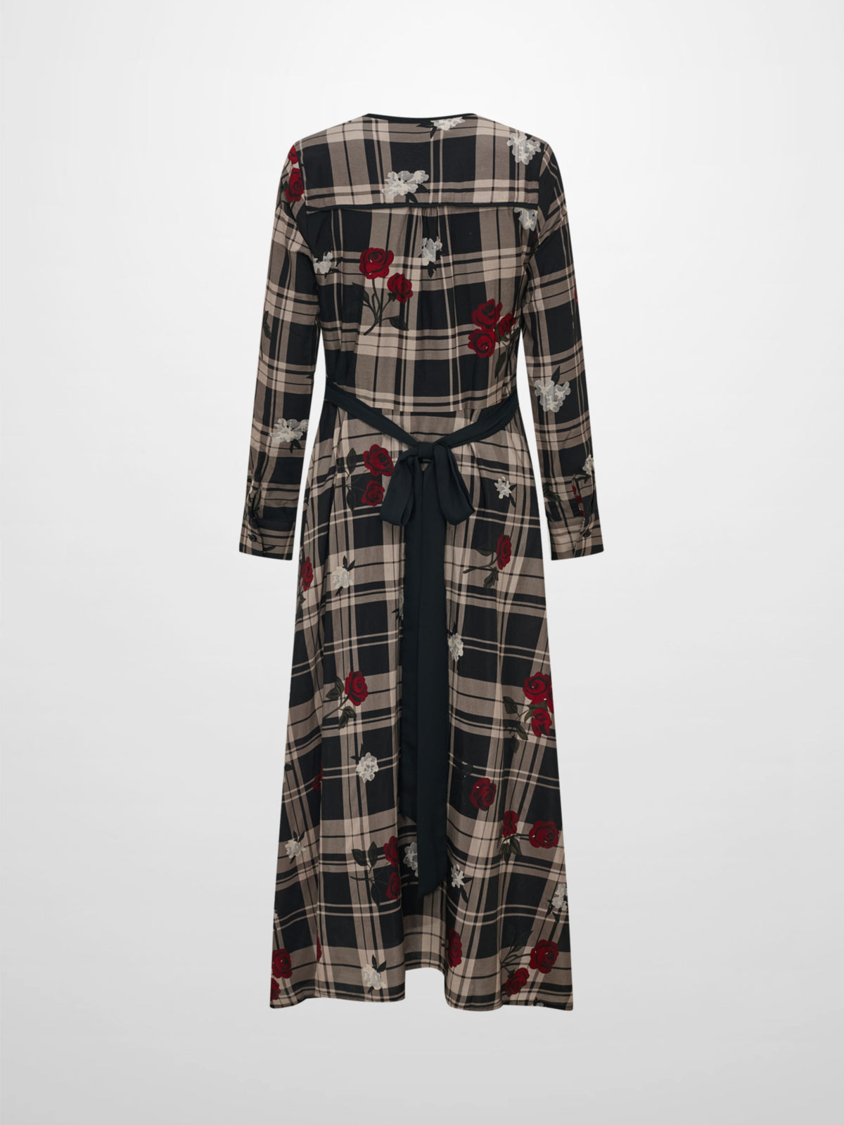 Handkerchief Hem Wrap Dress - Plaid/Floral