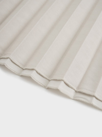 Elastic Waist Micro Pleat Skirt-Tan