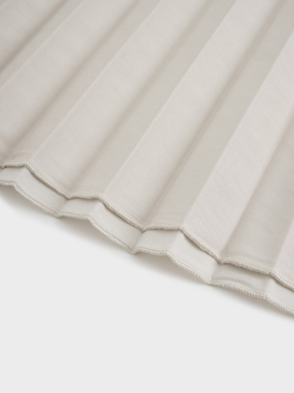 Elastic Waist Micro Pleat Skirt-Tan