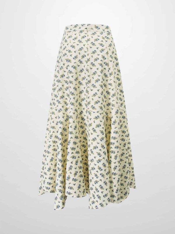 Asymmetrical Panel Skirt-Blue Poppy