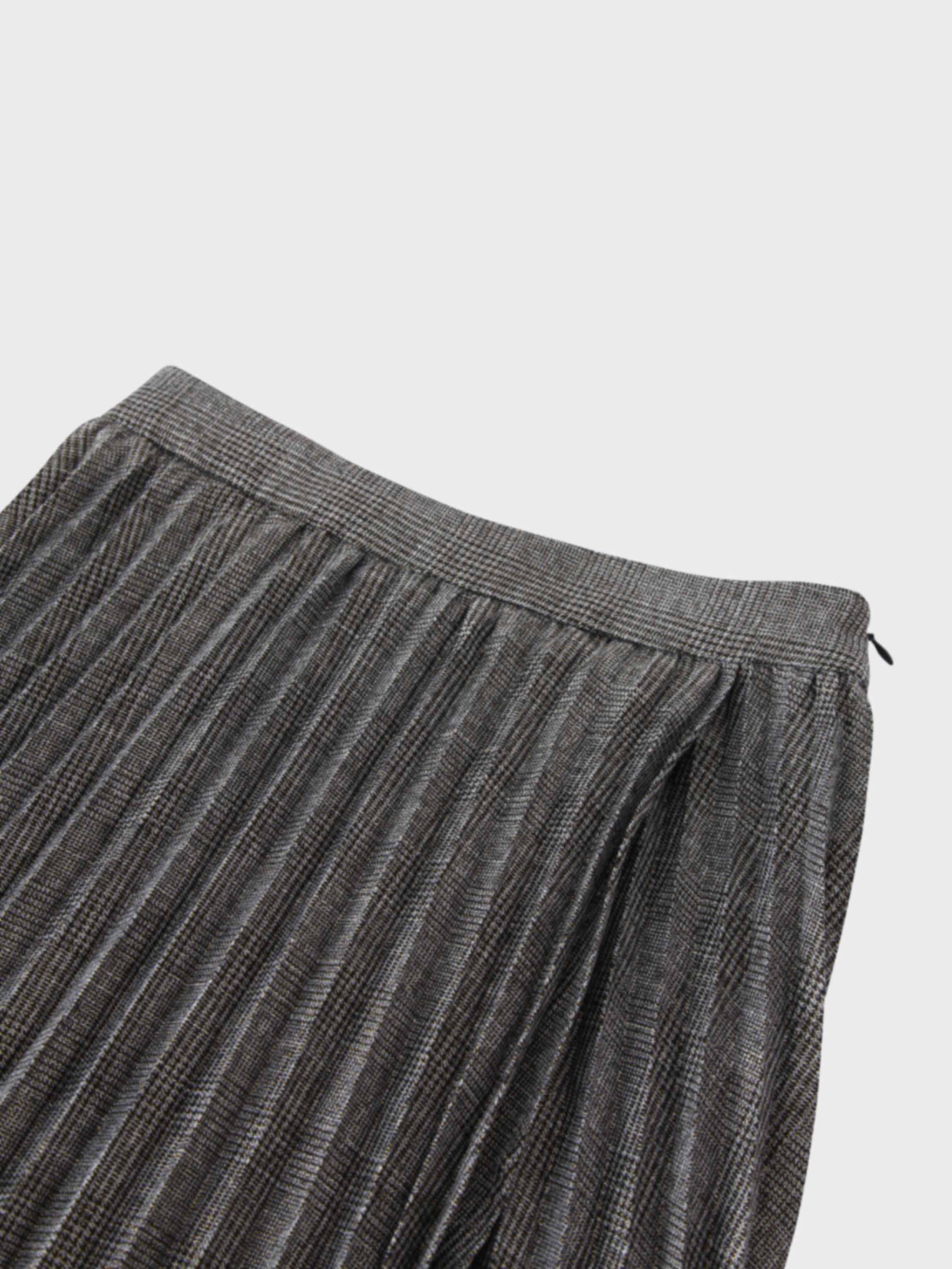 Pleated Faux Wrap Skirt-Shimmer Plaid