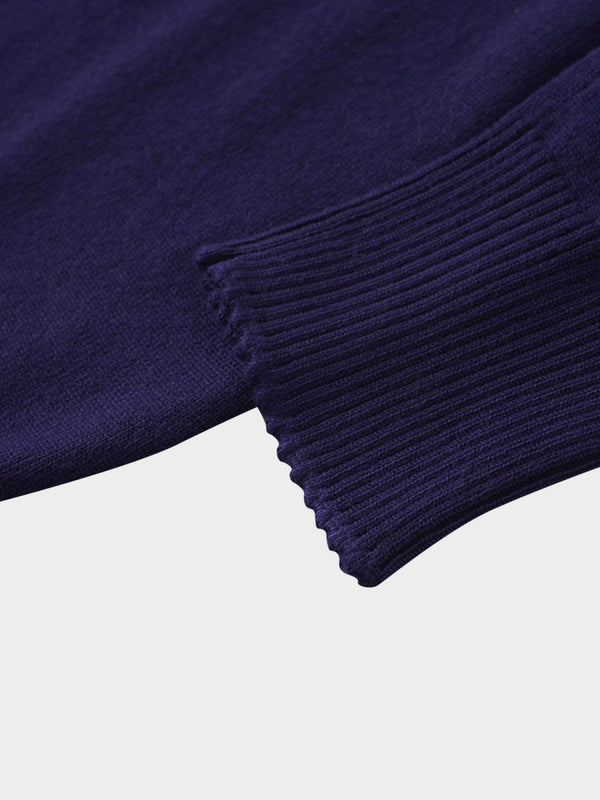 Trim Detail Crew Crop Cardigan-Navy