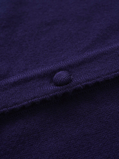 Trim Detail Crew Crop Cardigan-Navy
