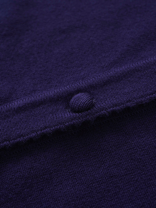 Trim Detail Crew Crop Cardigan-Navy