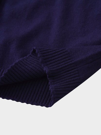 Trim Detail Crew Crop Cardigan-Navy