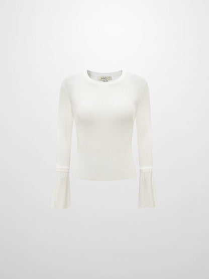 Ruffle Cuff Sweater - Cream