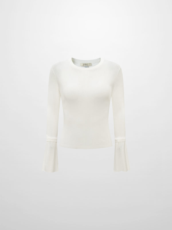 Ruffle Cuff Sweater - Cream