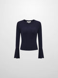 Ruffle Cuff Sweater - Navy