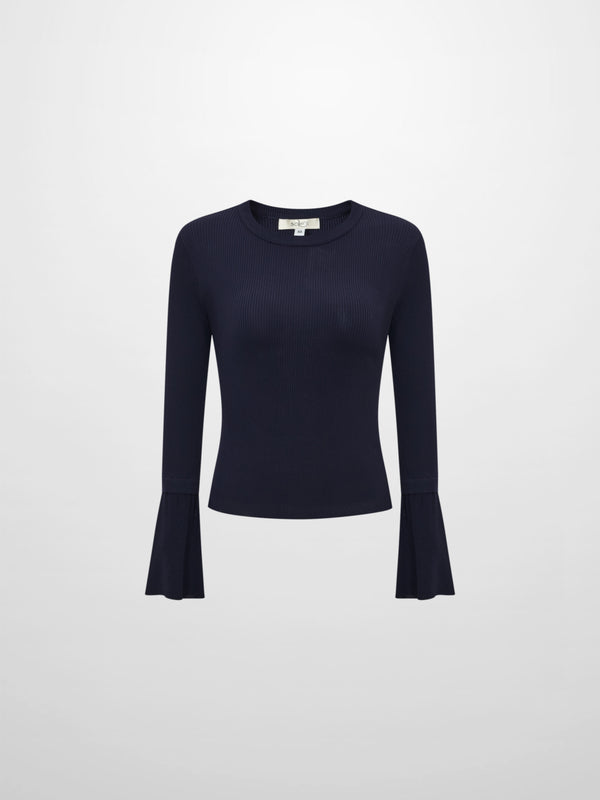 Ruffle Cuff Sweater - Navy