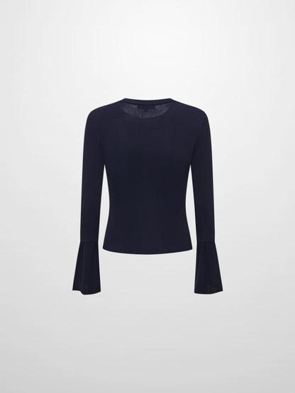 Ruffle Cuff Sweater - Navy