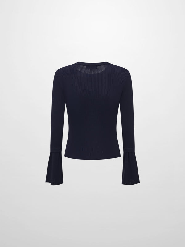 Ruffle Cuff Sweater - Navy