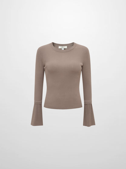 Ruffle Cuff Sweater - Warm Taupe