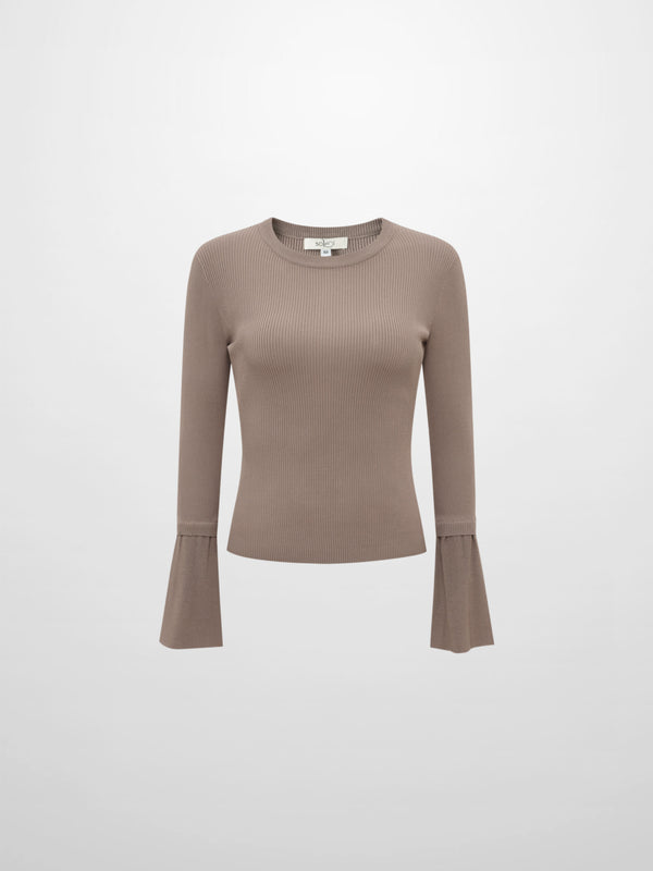 Ruffle Cuff Sweater - Warm Taupe