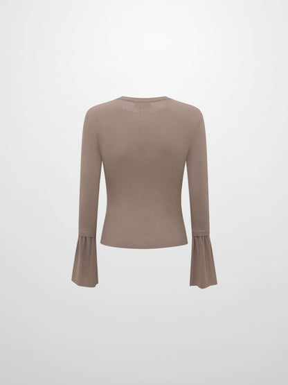 Ruffle Cuff Sweater - Warm Taupe