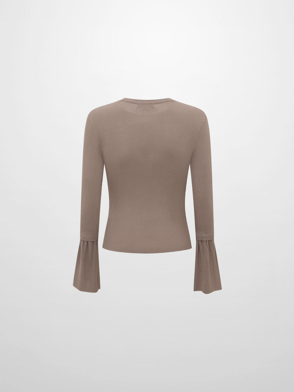 Ruffle Cuff Sweater - Warm Taupe