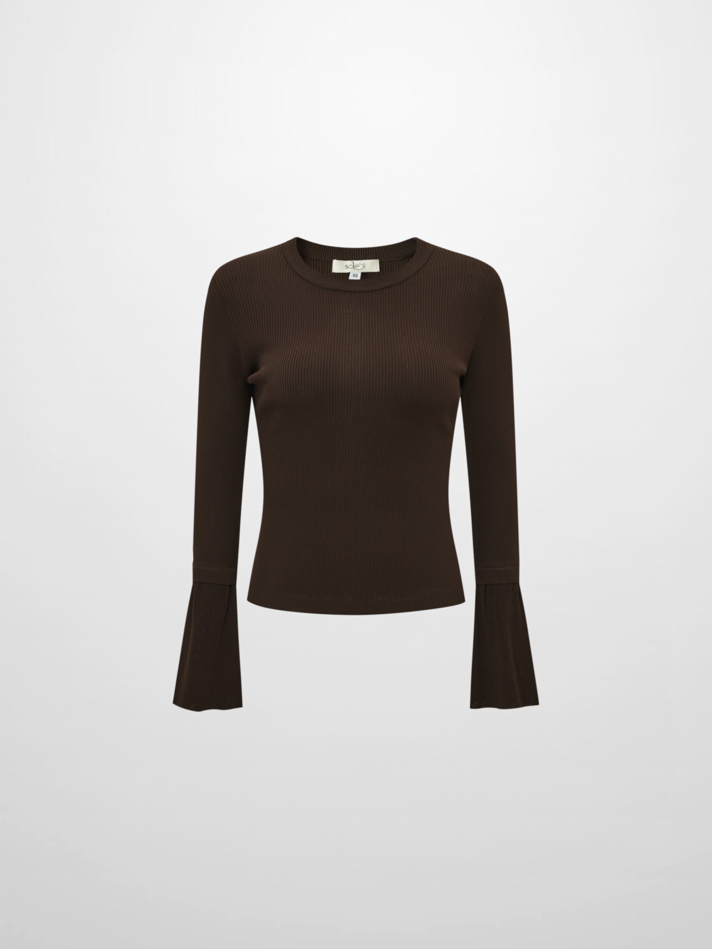 Ruffle Cuff Sweater - Brown