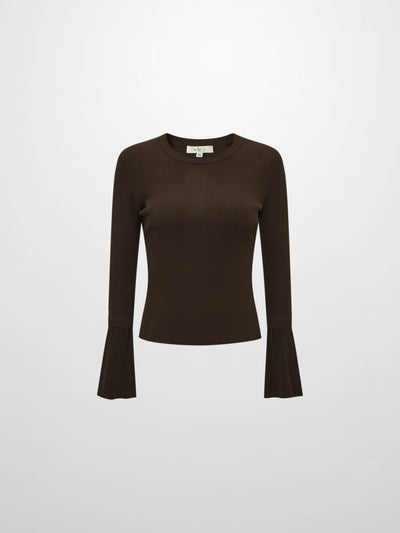 Ruffle Cuff Sweater - Brown