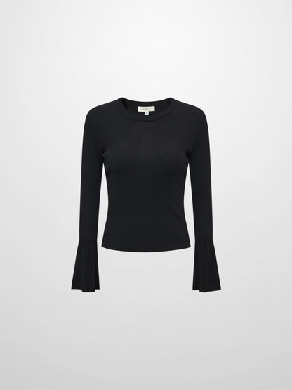 Ruffle Cuff Sweater - Black