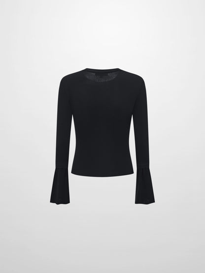 Ruffle Cuff Sweater - Black