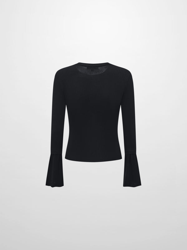 Ruffle Cuff Sweater - Black
