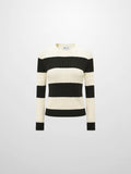 Wide Stripe Cable Knit Sweater - Green/Cream