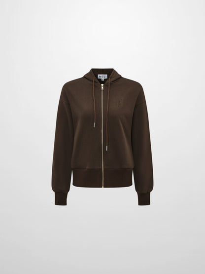 Lightweight Zip Up Hoodie - Brown