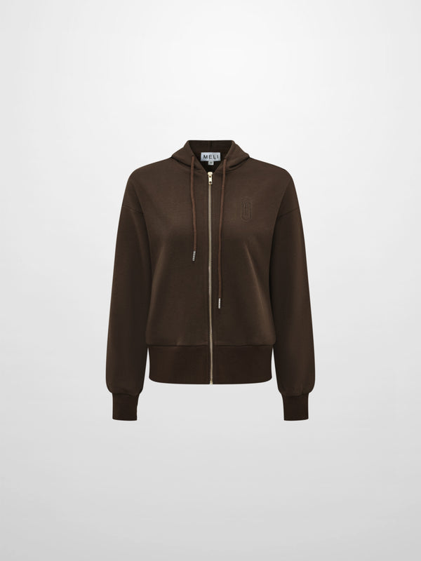 Lightweight Zip Up Hoodie - Brown