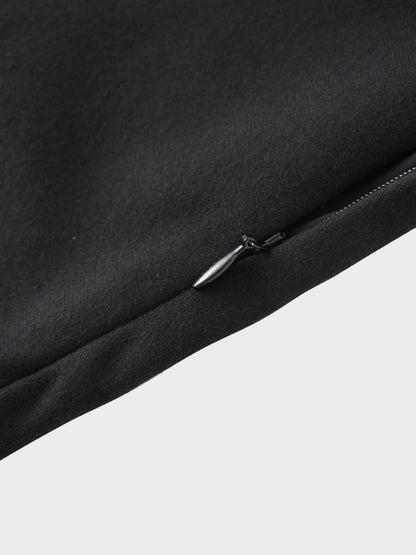 Basic A-Line Seamed Maxi Skirt-Black